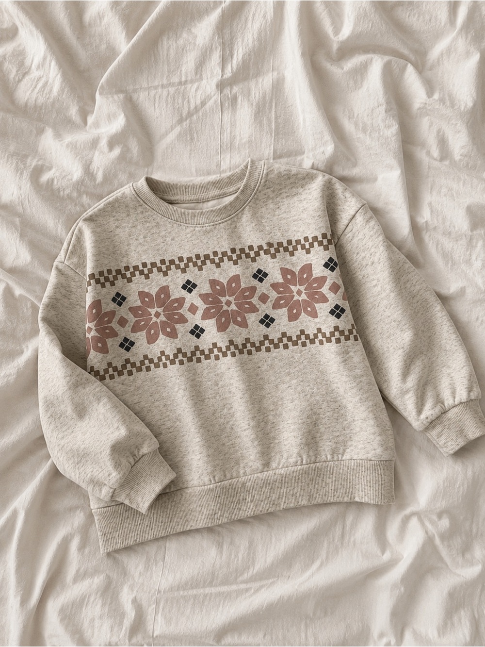 🐻 5/$15 Carter's Cream Sweatshirt with Dusty Rose Floral Fair Isle 3T